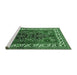 Sideview of Machine Washable Persian Emerald Green Traditional Area Rugs, wshtr2845emgrn