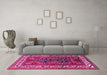 Machine Washable Persian Pink Traditional Rug in a Living Room, wshtr2845pnk