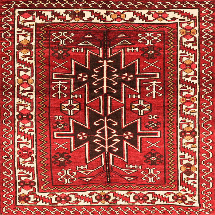 Round Machine Washable Persian Orange Traditional Area Rugs, wshtr2845org