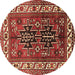 Round Persian Brown Traditional Rug, tr2845brn
