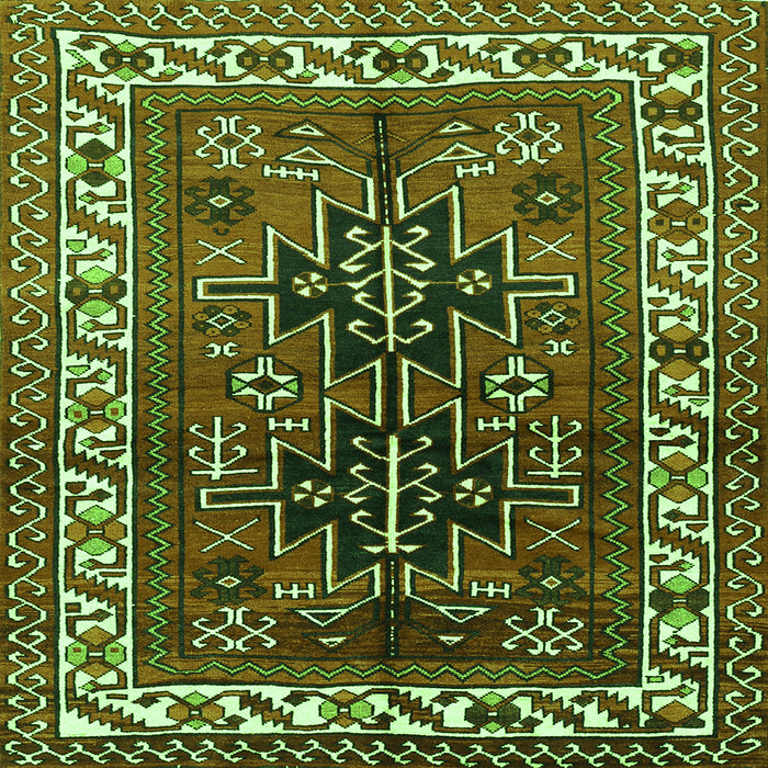 Round Machine Washable Persian Green Traditional Area Rugs, wshtr2845grn