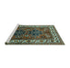 Sideview of Machine Washable Persian Turquoise Traditional Area Rugs, wshtr2845turq