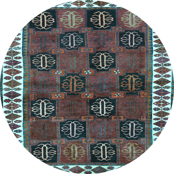 Round Machine Washable Persian Light Blue Traditional Rug, wshtr2846lblu