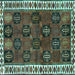 Square Machine Washable Persian Turquoise Traditional Area Rugs, wshtr2846turq