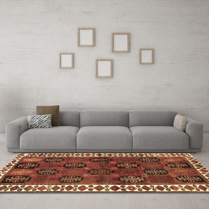 Machine Washable Persian Brown Traditional Rug in a Living Room,, wshtr2846brn