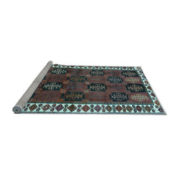 Sideview of Machine Washable Persian Light Blue Traditional Rug, wshtr2846lblu