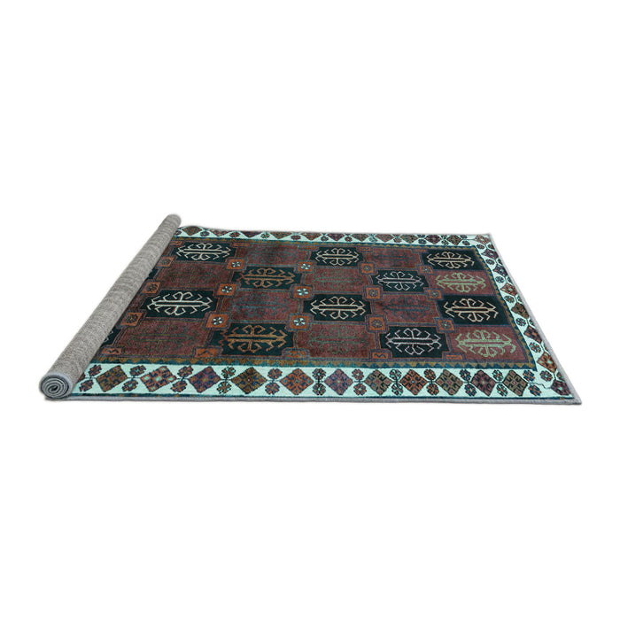 Sideview of Machine Washable Persian Light Blue Traditional Rug, wshtr2846lblu
