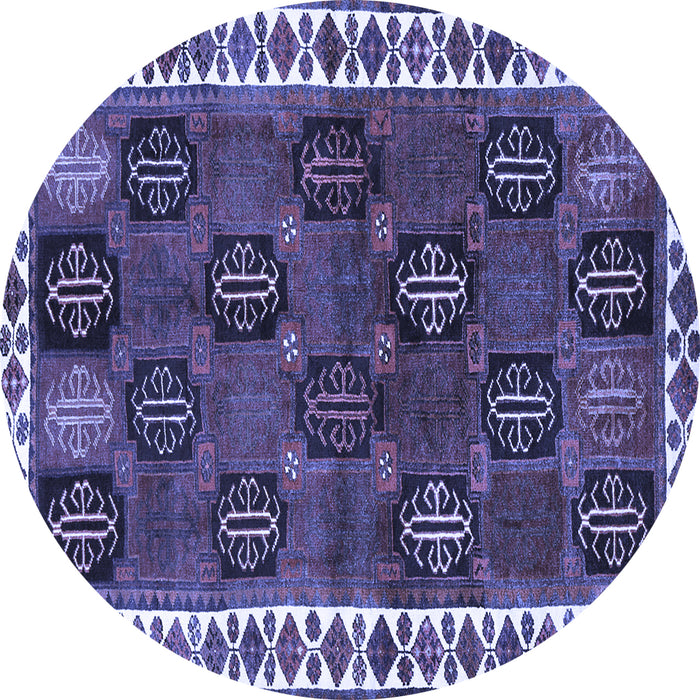 Round Persian Blue Traditional Rug, tr2846blu