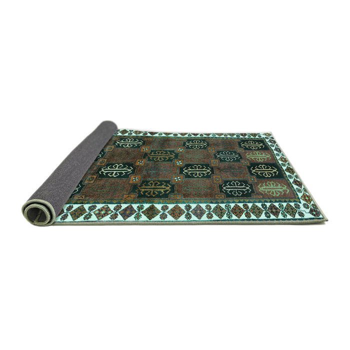Sideview of Persian Turquoise Traditional Rug, tr2846turq