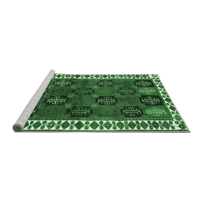 Sideview of Machine Washable Persian Emerald Green Traditional Area Rugs, wshtr2846emgrn