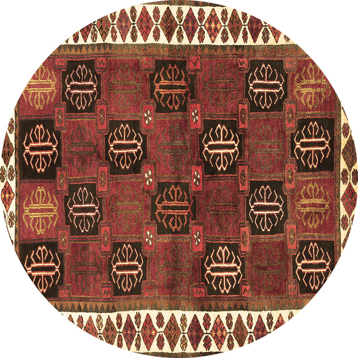 Round Persian Brown Traditional Rug, tr2846brn