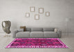 Machine Washable Persian Pink Traditional Rug in a Living Room, wshtr2846pnk