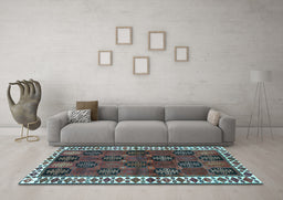 Machine Washable Persian Light Blue Traditional Rug in a Living Room, wshtr2846lblu