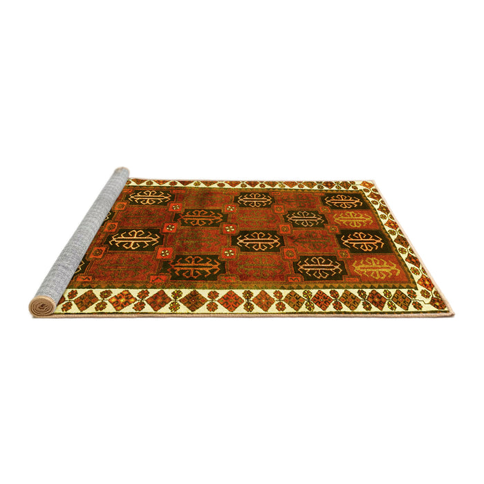 Sideview of Machine Washable Persian Yellow Traditional Rug, wshtr2846yw