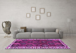 Machine Washable Persian Purple Traditional Area Rugs in a Living Room, wshtr2846pur