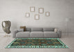 Machine Washable Persian Turquoise Traditional Area Rugs in a Living Room,, wshtr2846turq