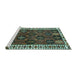 Sideview of Machine Washable Persian Turquoise Traditional Area Rugs, wshtr2846turq