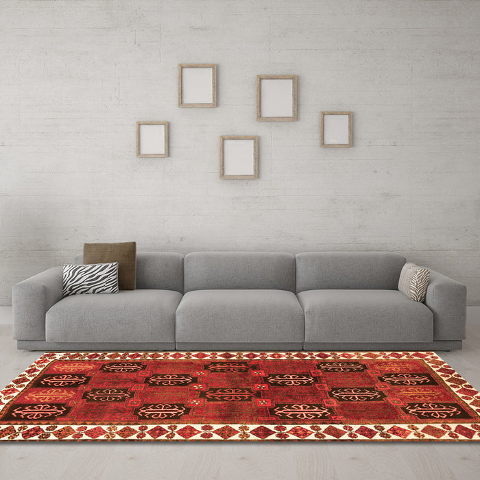 Machine Washable Persian Orange Traditional Area Rugs in a Living Room, wshtr2846org