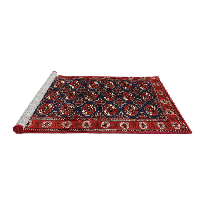 Sideview of Machine Washable Traditional Tomato Red Rug, wshtr2847