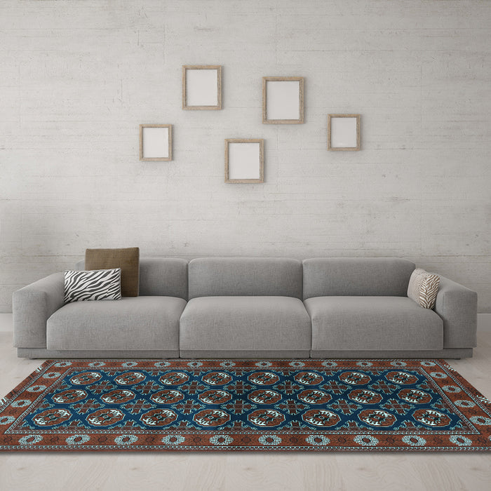 Machine Washable Persian Light Blue Traditional Rug in a Living Room, wshtr2847lblu