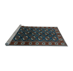 Sideview of Machine Washable Persian Light Blue Traditional Rug, wshtr2847lblu