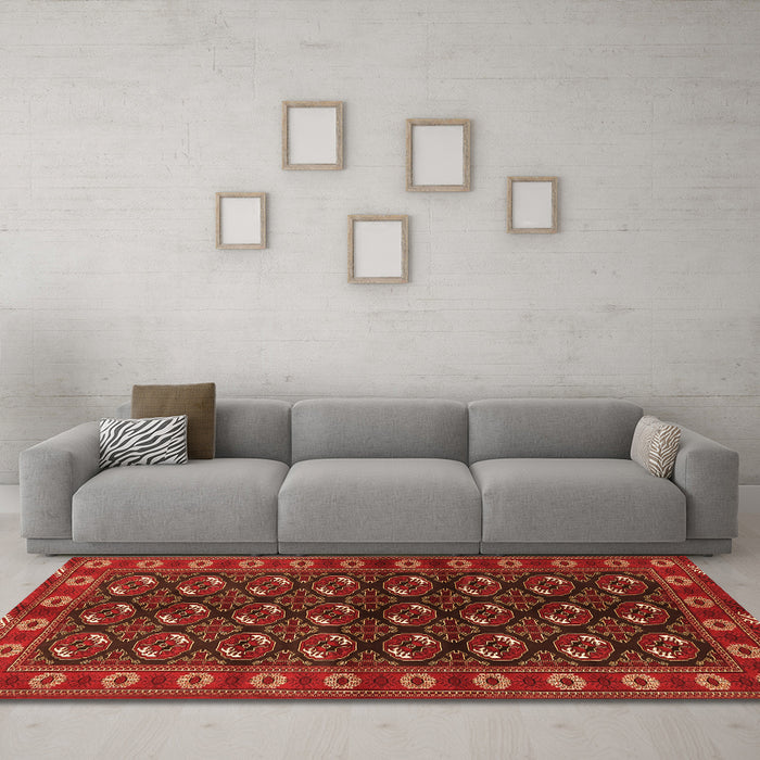 Machine Washable Persian Orange Traditional Area Rugs in a Living Room, wshtr2847org