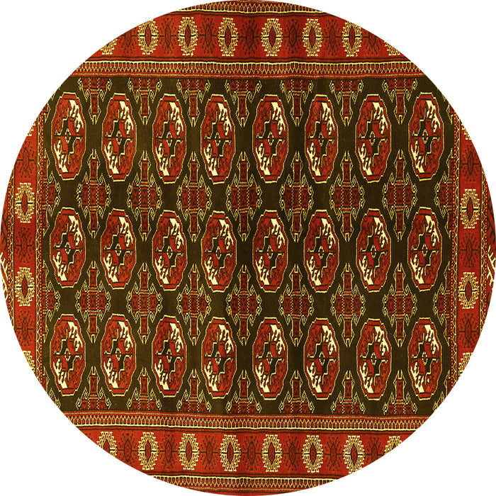 Round Machine Washable Persian Yellow Traditional Rug, wshtr2847yw