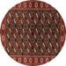 Round Machine Washable Persian Brown Traditional Rug, wshtr2847brn