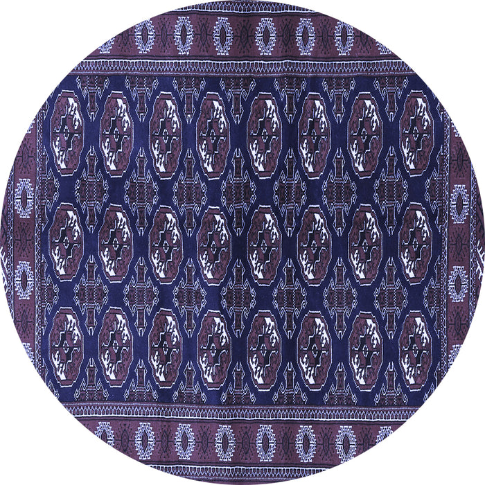 Round Machine Washable Persian Blue Traditional Rug, wshtr2847blu