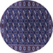 Round Machine Washable Persian Blue Traditional Rug, wshtr2847blu