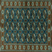 Square Machine Washable Persian Turquoise Traditional Area Rugs, wshtr2847turq