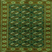 Round Machine Washable Persian Green Traditional Area Rugs, wshtr2847grn