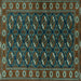 Square Persian Turquoise Traditional Rug, tr2847turq