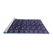 Sideview of Machine Washable Persian Blue Traditional Rug, wshtr2847blu