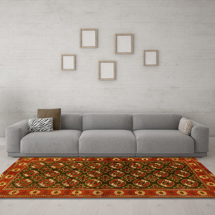 Machine Washable Persian Yellow Traditional Rug in a Living Room, wshtr2847yw