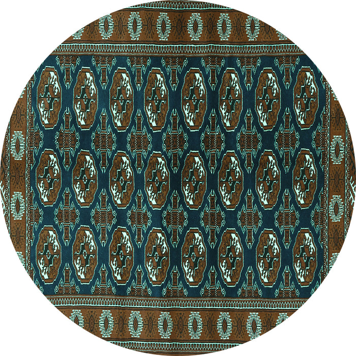 Round Persian Turquoise Traditional Rug, tr2847turq