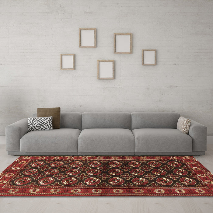 Machine Washable Persian Brown Traditional Rug in a Living Room,, wshtr2847brn