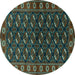 Round Machine Washable Persian Turquoise Traditional Area Rugs, wshtr2847turq