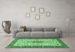 Machine Washable Persian Emerald Green Traditional Area Rugs in a Living Room,, wshtr2848emgrn