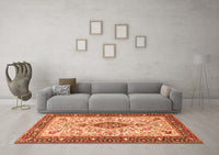 Machine Washable Persian Orange Traditional Rug, wshtr2848org