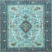 Square Machine Washable Persian Light Blue Traditional Rug, wshtr2848lblu