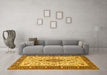 Machine Washable Persian Yellow Traditional Rug in a Living Room, wshtr2848yw