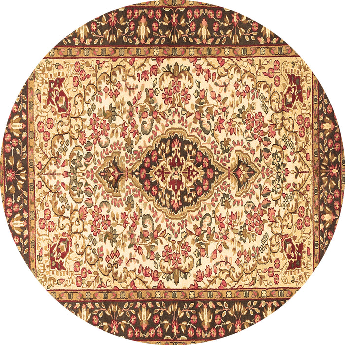 Round Persian Brown Traditional Rug, tr2848brn