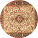 Round Persian Brown Traditional Rug, tr2848brn