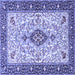 Square Machine Washable Persian Blue Traditional Rug, wshtr2848blu