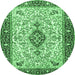 Round Persian Emerald Green Traditional Rug, tr2848emgrn
