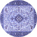 Round Machine Washable Persian Blue Traditional Rug, wshtr2848blu