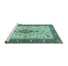 Sideview of Machine Washable Persian Turquoise Traditional Area Rugs, wshtr2848turq