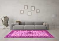 Machine Washable Persian Pink Traditional Rug, wshtr2848pnk