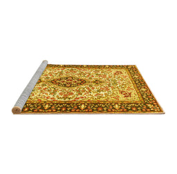 Sideview of Machine Washable Persian Yellow Traditional Rug, wshtr2848yw
